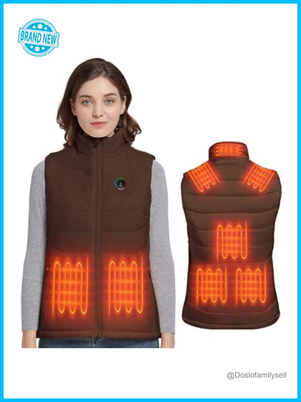 KOVNLO Heated Vest Nylon 5-in-1 Smart Controller Lights-Out Women Active